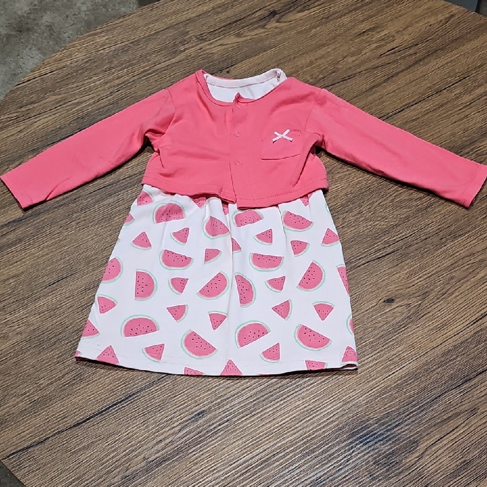 Hudson Baby Pink and Watermelon Print Dress Set
